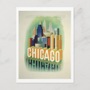 Cartão Postal Poster de Viagens vintage de Chicago