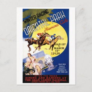 Cartão Postal Poster de Viagens vintage de Corrida de Cavalo de