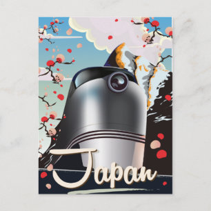 Cartão Postal Poster de viagens vintage de de trem no Japão.