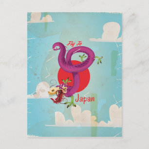 Cartão Postal Poster de Viagens vintage de Dragão do Japão