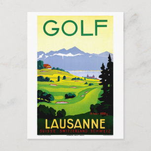 Cartão Postal Poster de Viagens vintage de Golf de suiça Lausan