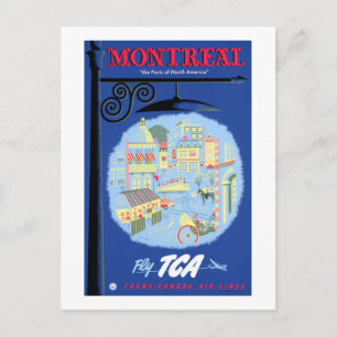 Cartão Postal Poster de Viagens vintage de Montreal restaurado