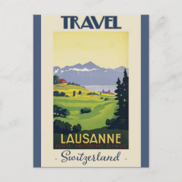 Cartão Postal Poster de Viagens vintage de Suiça Lausanne