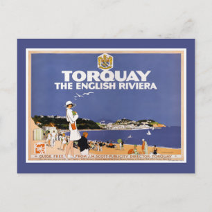 Cartão Postal Poster de Viagens vintage de torquay restaurado