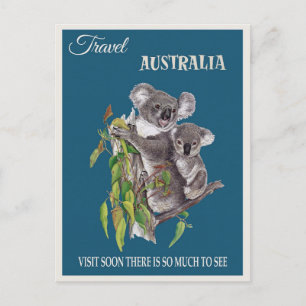 Cartão Postal Poster de Viagens vintage de Urso Koala