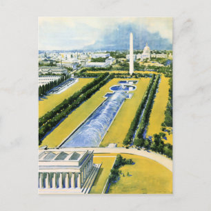 Cartão Postal Poster de Viagens vintage de Washington restaurado