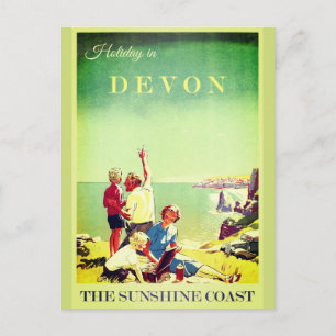 Cartão Postal Poster de viagens Vintage Devon England