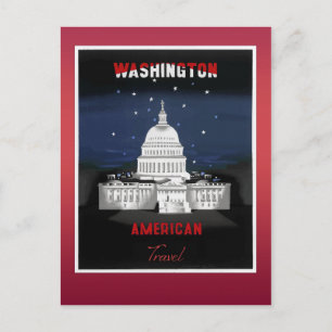 Cartão Postal Poster de Viagens vintage do Capitólio Washington