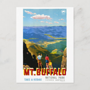 Cartão Postal Poster de Viagens vintage do Mt. Buffalo, Austrál