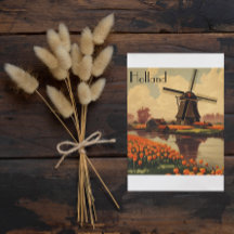 Poster de viagens vintage dos Países Baixos, tulip