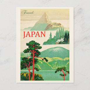 Cartão Postal Poster de viagens Vintage Japan Mount Fuji