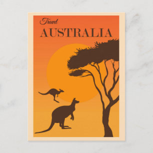 Cartão Postal Poster de viagens Vintage Kangaroo da Austrália
