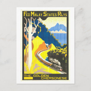 Cartão Postal Poster de viagens Vintage Malay Railways