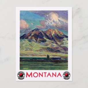 Cartão Postal Poster de Viagens vintage Montana restaurado