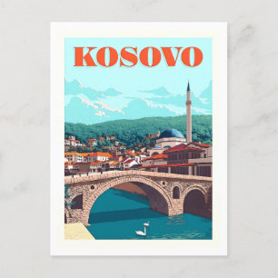 Cartão Postal Poster de viagens vintage para o Kosovo