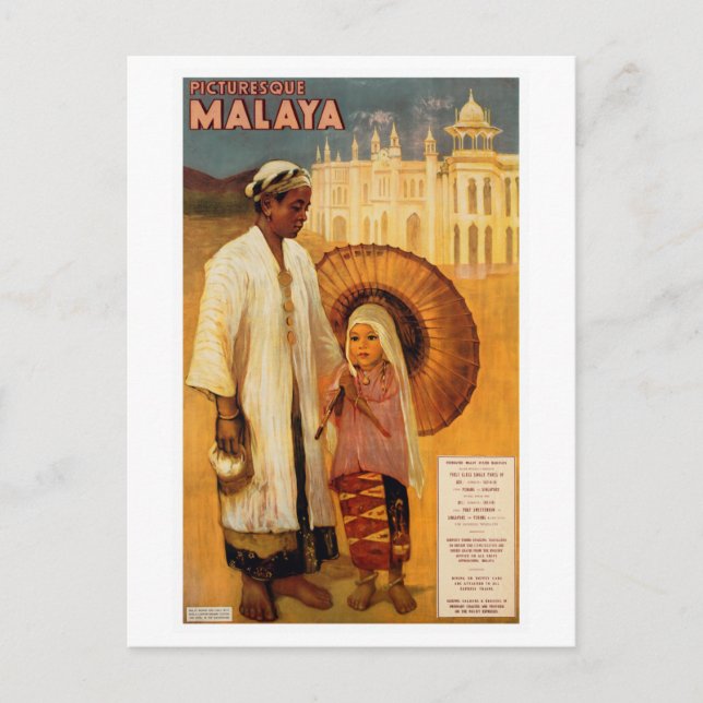 Cartão Postal Poster de viagens Vintage Picturesque Malásia (Frente)