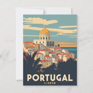 Cartão Postal Poster de viagens Vintage Portugal - paisagem urba