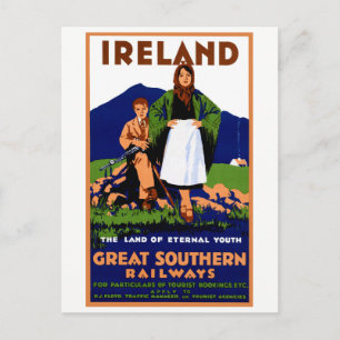 Cartão Postal Poster de Viagens vintage restaurada da Irlanda
