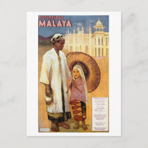 Cartão Postal Poster de Viagens vintage restaurada da Malásia