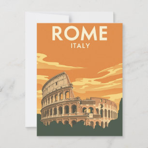 Cartão Postal Poster de viagens Vintage Roma Colosseum Itália