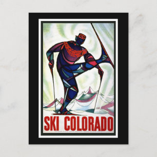 Cartão Postal poster de Viagens vintage "Ski Colorado"