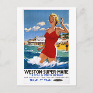 Cartão Postal Poster de Viagens vintage Weston Super Mare