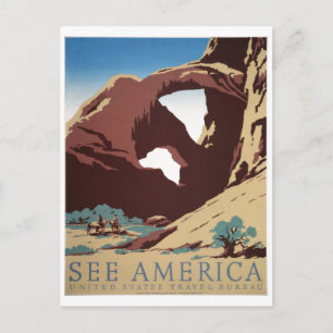 Cartão Postal Poster de Viagens vintage WPA Ver Arcos América