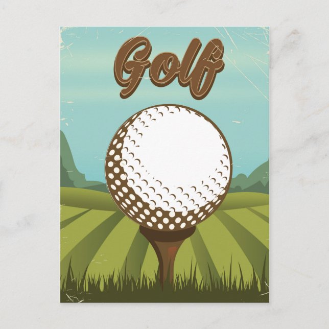 Cartão Postal Poster do estilo de colheita de golfe (Frente)
