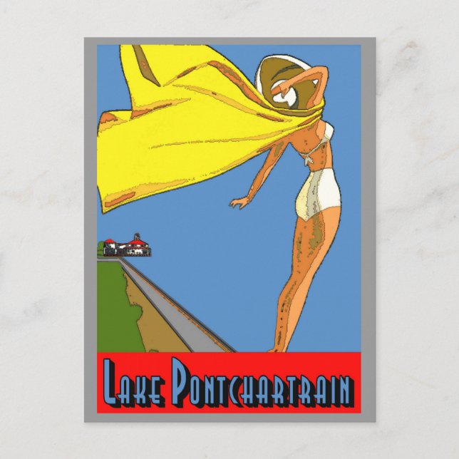 Cartão Postal Poster do Lago Pontchartrain (Frente)