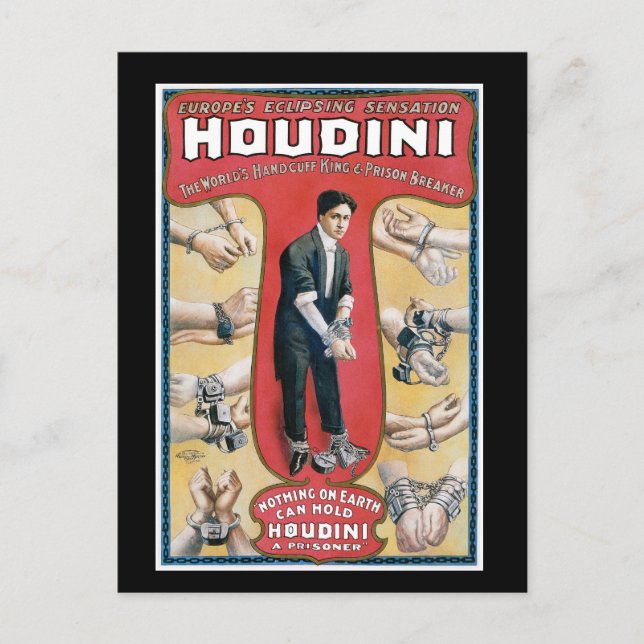 Cartão Postal Poster do rei propaganda da algema de Houdini do (Frente)