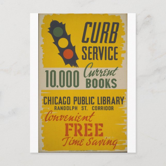 Cartão Postal Poster do Serviço de Curb da Biblioteca Pública de (Frente)