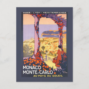 Cartão Postal Poster do Vintage Montecarlo (Mônaco)