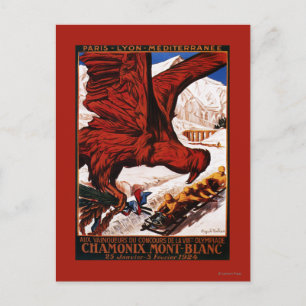 Cartão Postal Poster olímpico de 1924 jogos do inverno