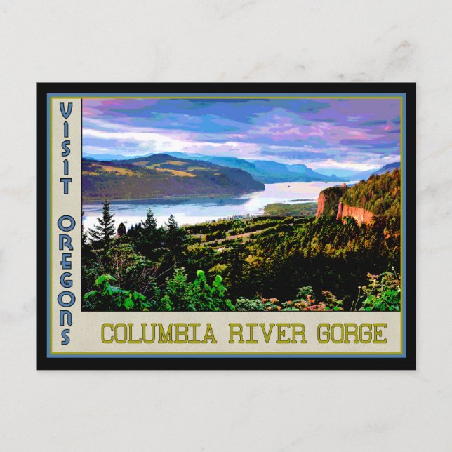 Cartão Postal Poster para o rio Columbia Gorge, Oregon (Frente)