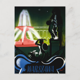 Cartão Postal Poster Polônia de Viagens vintage de Varsóvia re