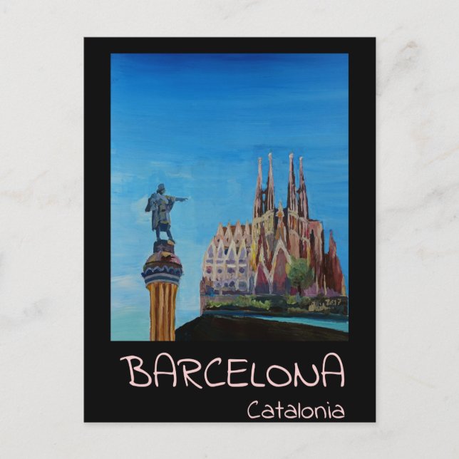 Cartão Postal Poster retro Barcelona (Frente)