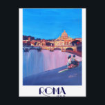 Cartão Postal Poster retro de Roma Italia<br><div class="desc">Pintura retro do poster de Roma Italia</div>
