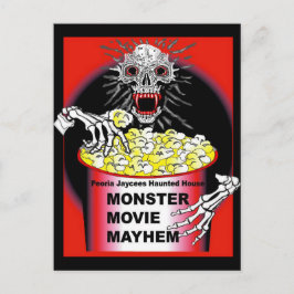 Cartão Postal Poster Skeleton Comendo Pipoca