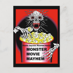 Cartão Postal Poster Skeleton Comendo Pipoca