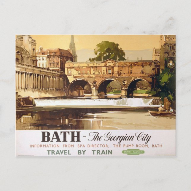 Cartão Postal Poster turístico da cidade de Bath (Frente)