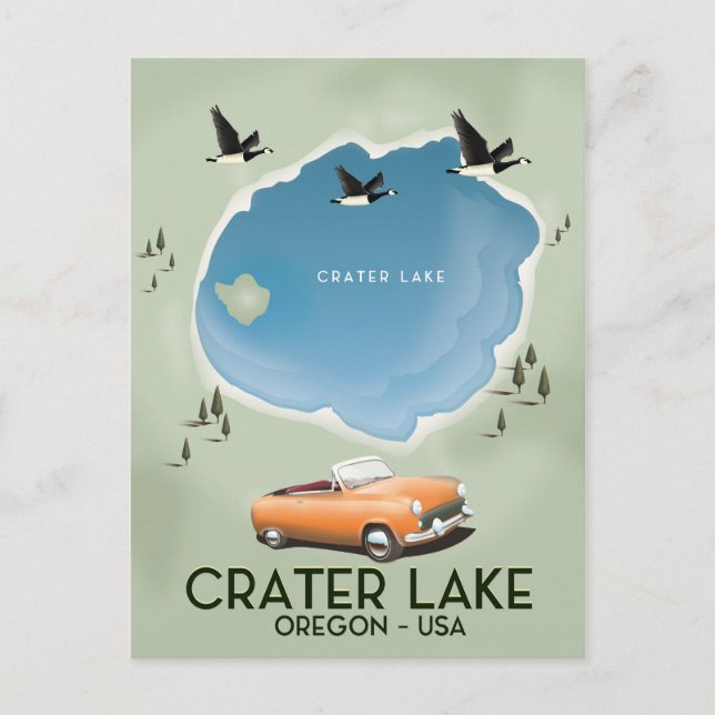 Cartão Postal Poster Viagem do Lago Crater Oregon (Frente)