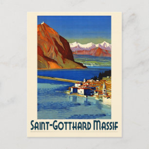 Cartão Postal Poster Viagens vintage dos Alpes suíços suiça