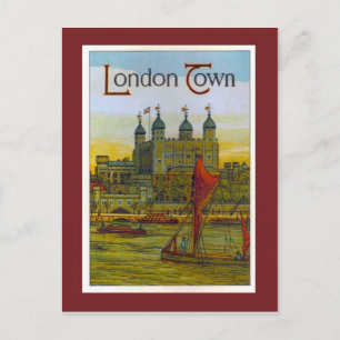 Cartão Postal Poster vintage, Cidade de Londres, Batelão de Tâmi
