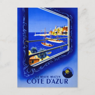 Cartão Postal Poster vintage Cote d'Azur Restaurado