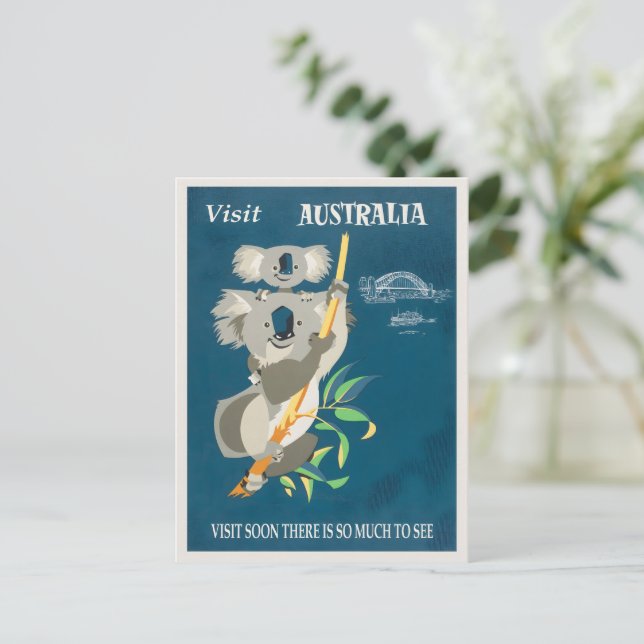 Cartão Postal Poster vintage da Austrália (Em pé/Frente)