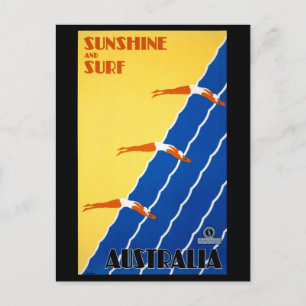 Cartão Postal Poster vintage da Austrália restaurado