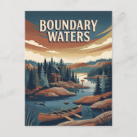 Pôster Vintage de Canoa das Boundary Waters Minnes