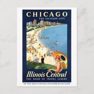 Cartão Postal Poster vintage de Cidade de Vacinação de Chicago R