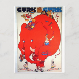 Cartão Postal Poster vintage de Elefante Cyrk
