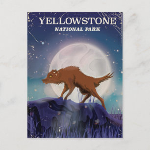 Cartão Postal Poster vintage de lobo do Parque Nacional de Yello